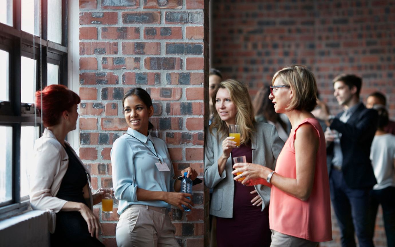 Lively exchange during a networking event