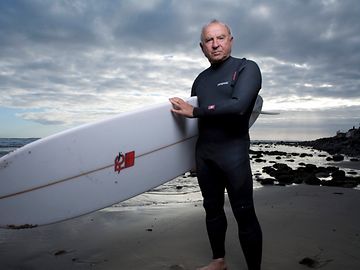 Yvon Chouinard at the beach in California