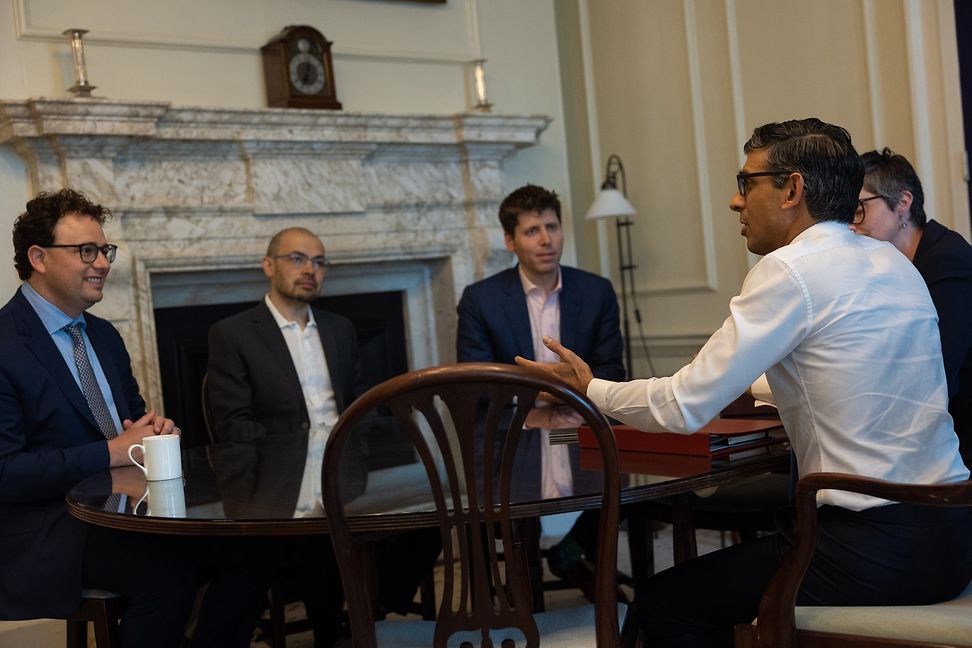 British prime minister Rishi Sunak in a conversation with Demis Hassabis