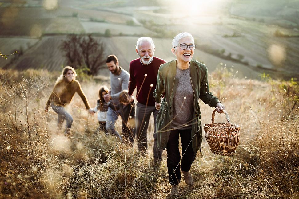 Three generations of a family on a field