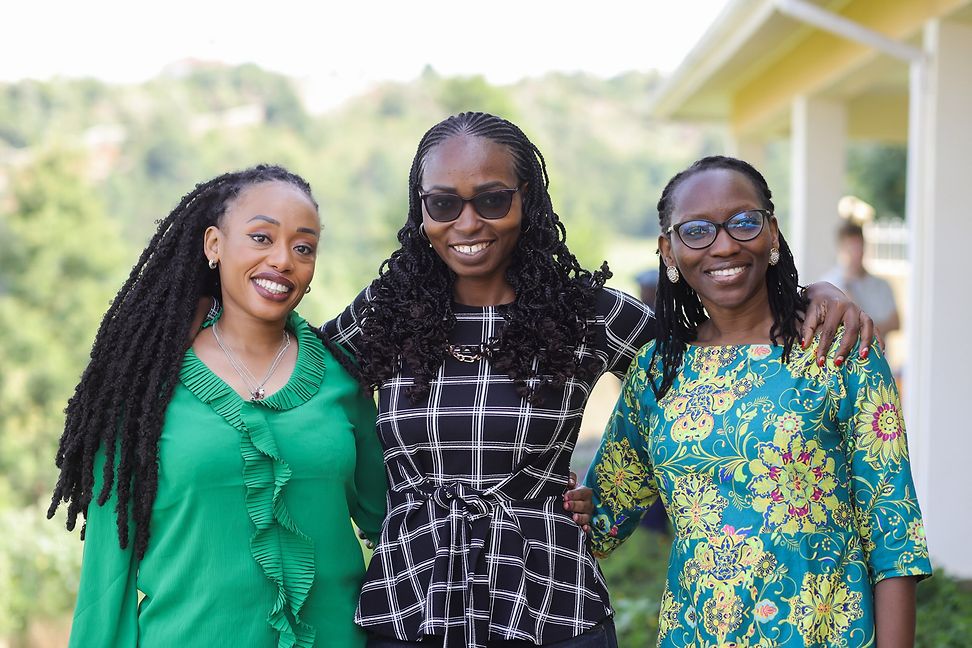 Portrait of three young women