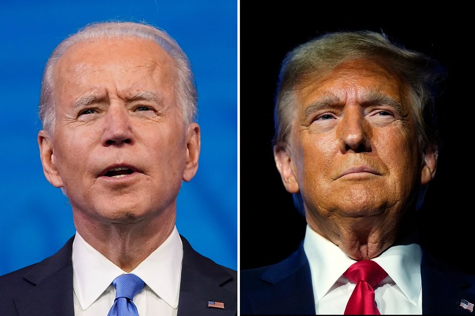 Montage of two elderly gentlemen in suits and ties