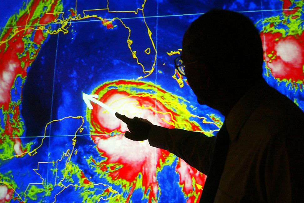 Weather predictions at a large screen