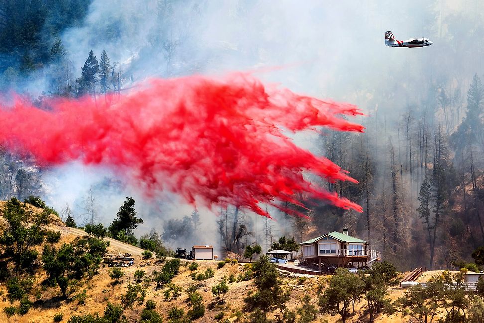 Airplane helps battle a forest fire 