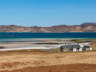 A shot of the Glenbatrick cottages of Isle of Jura, Scotland