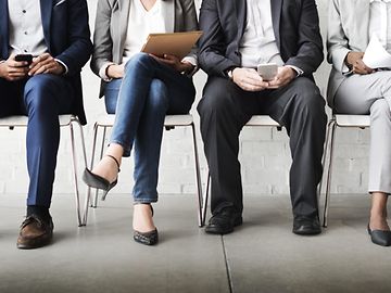 row of people sitting