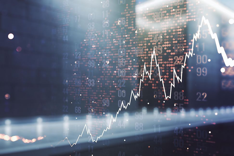 Price chart representing trading on stock exchanges and trading venues